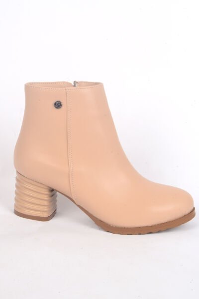 Pierre Cardin 52524 Yandan Fermuarlı Hafif Topuklu Bej Kadın Kışlık Bot