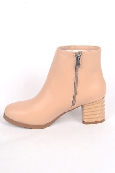 Pierre Cardin 52524 Yandan Fermuarlı Hafif Topuklu Bej Kadın Kışlık Bot