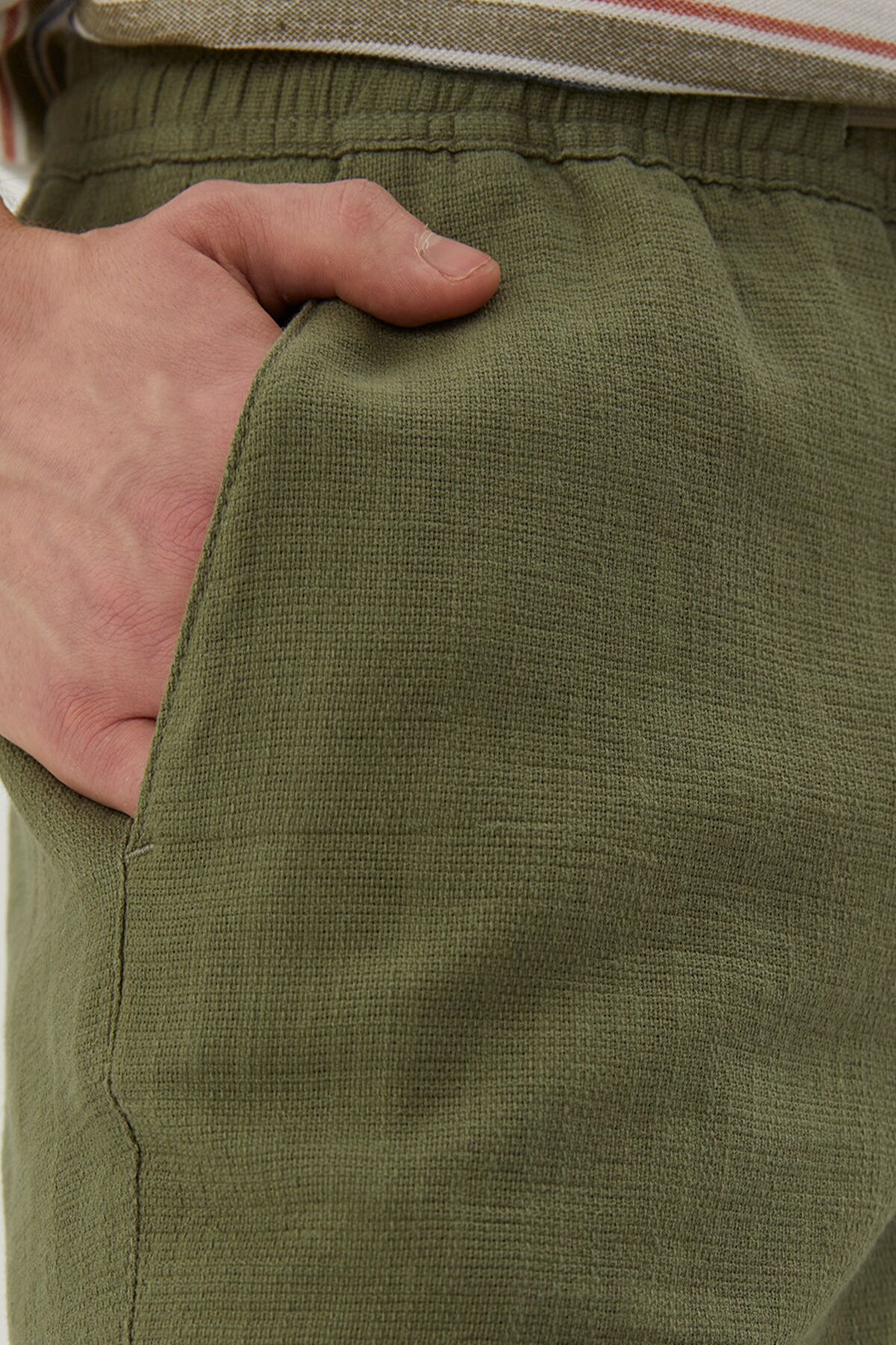 Loft 2029713 Haki Erkek Regular Fit Normal Bel Beli Lastikli Bağcıklı Yandan Cepli Şort