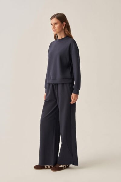 Allday BOB73036AL0 Lacivert Kadın Pamuklu Bol Paça Eşofman Altı