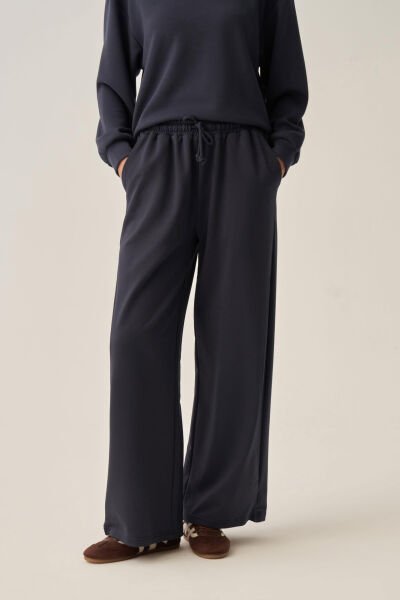 Allday BOB73036AL0 Lacivert Kadın Pamuklu Bol Paça Eşofman Altı