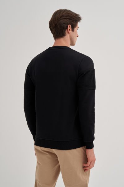 Cazador 24KCEEO05082 Siyah Erkek Bisiklet Yaka Logo Armalı Polar Sweat