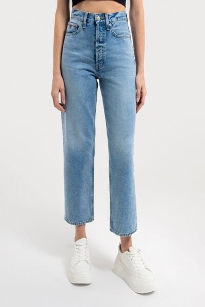 Loft 2036180 Mavi Kadın Vıntage Straıght Regular Fit Yüksek Bel Normal Kesim Geniş Paça %100 Pamuk Kot Pantolon