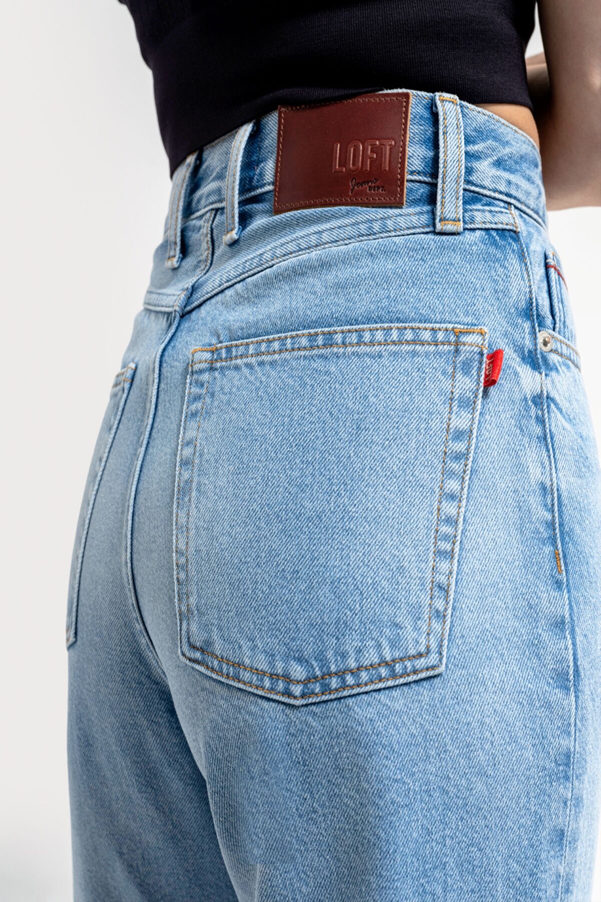 Loft 2036180 Mavi Kadın Vıntage Straıght Regular Fit Yüksek Bel Normal Kesim Geniş Paça %100 Pamuk Kot Pantolon