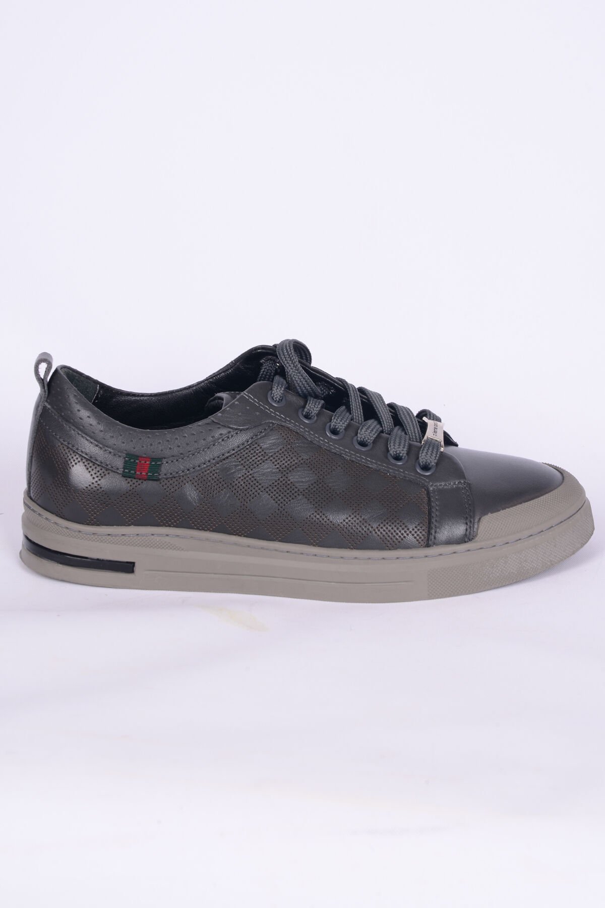 Pierre Cardin 10206 Deri Rahat Taban Bağcıklı  Desenli Esnek Rahat Gri Günlük Erkek Sneaker Ayakkabı