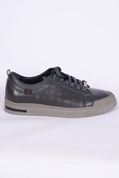 Pierre Cardin 10206 Deri Rahat Taban Bağcıklı  Desenli Esnek Rahat Gri Günlük Erkek Sneaker Ayakkabı