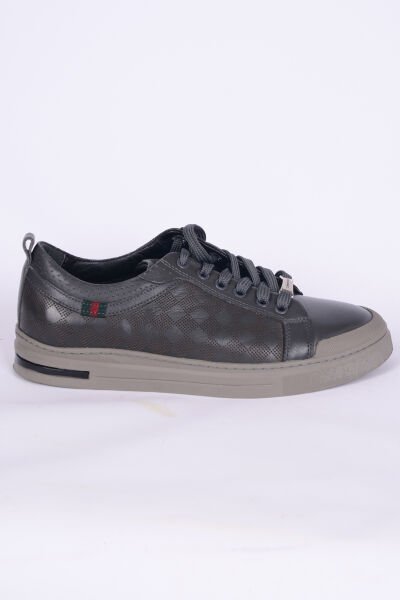 Pierre Cardin 10206 Deri Rahat Taban Bağcıklı  Desenli Esnek Rahat Gri Günlük Erkek Sneaker Ayakkabı