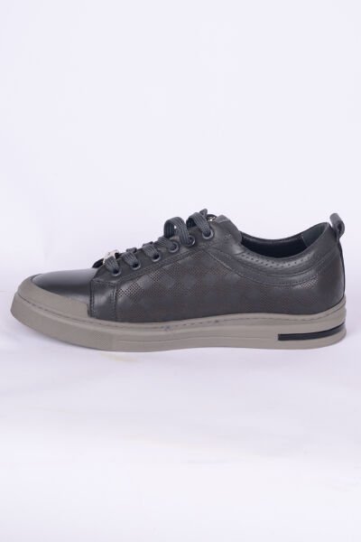 Pierre Cardin 10206 Deri Rahat Taban Bağcıklı  Desenli Esnek Rahat Gri Günlük Erkek Sneaker Ayakkabı