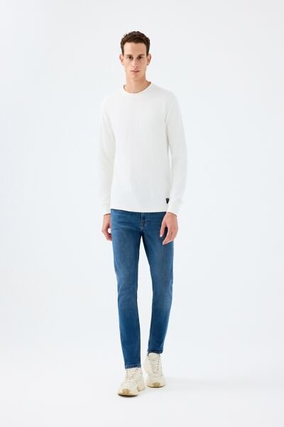 Loft LF2034194 Kırık Beyaz Erkek Bisiklet Yaka Pamuk İplikli Sweat