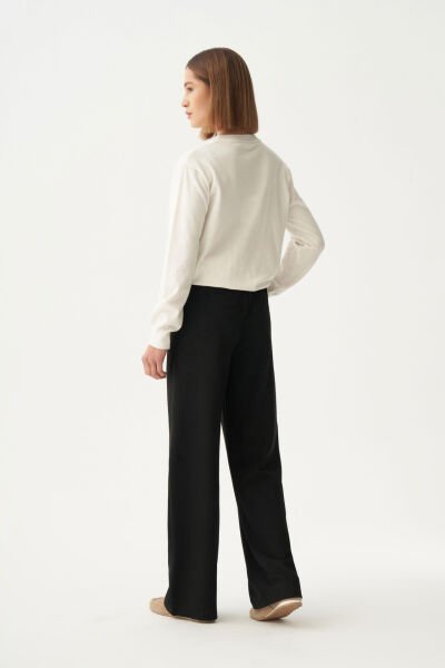 Allday BDB70161AL0 Siyah Kadın Beli Lastikli Rahat Kalıp Polyviscon Pantolon