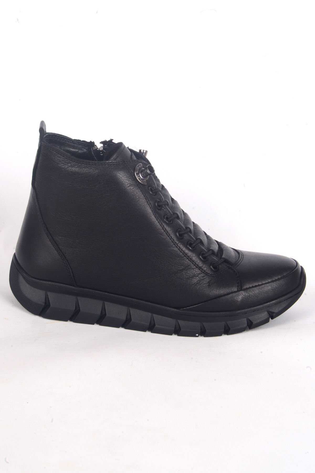 Pierre Cardin 54338 Yandan Fermuarlı Lastik Bağcıklı Rahat Taban Siyah Kadın Kışlık Bot