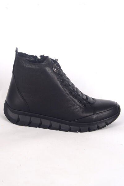 Pierre Cardin 54338 Yandan Fermuarlı Lastik Bağcıklı Rahat Taban Siyah Kadın Kışlık Bot