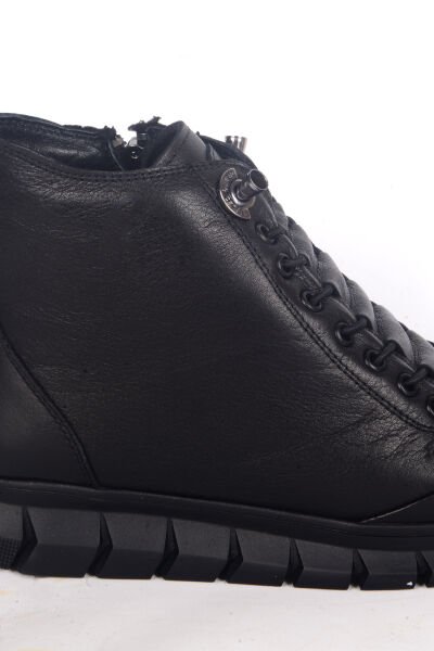 Pierre Cardin 54338 Yandan Fermuarlı Lastik Bağcıklı Rahat Taban Siyah Kadın Kışlık Bot