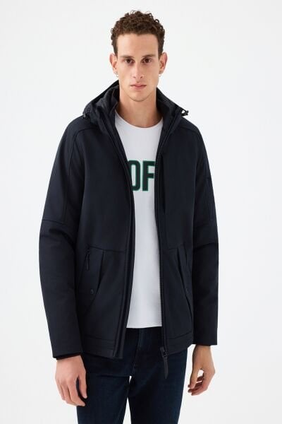 Loft 2030155 Lacivert Erkek Kapüşonlu Astarsız Çok Cepli Mont