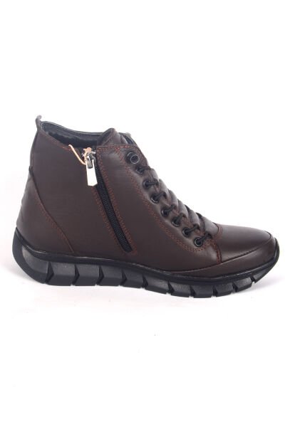 Pierre Cardin 54338 Yandan Fermuarlı Lastik Bağcıklı Rahat Taban Kahverengi Kadın Kışlık Bot