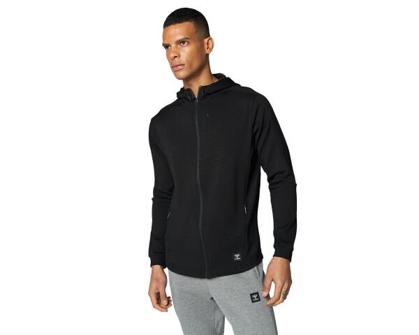 Hummel 921567-2001 Siyah Erkek T-Tropper Kapüşonlu Fermuarlı Yandan Cepli Sweat