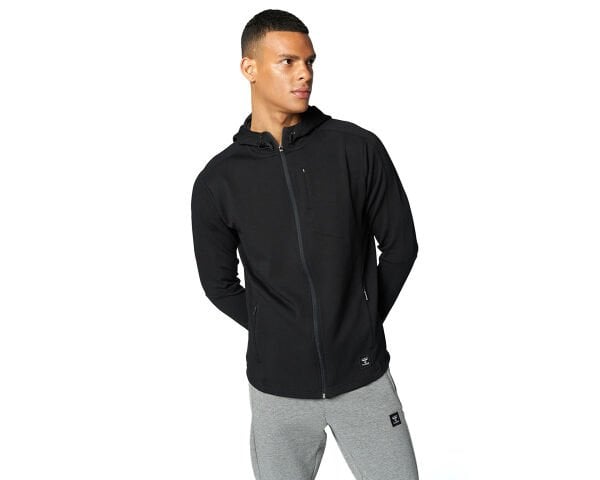 Hummel 921567-2001 Siyah Erkek T-Tropper Kapüşonlu Fermuarlı Yandan Cepli Sweat