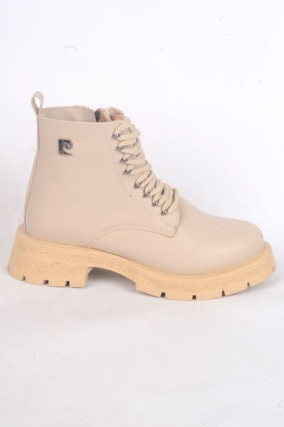 Pierre Cardin 54193 Ortapedik Taban Bğcıklı Geniş Tabanlı Hafifi Topuklu Krem Kadın Kışlık Bot