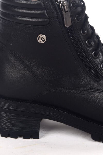 Pierre Cardin 54071 Ortapedik Taban Bağcıklı Yandan Fermuarlı Hafifi Topuklu Siyah Kadın Kışlık Bot