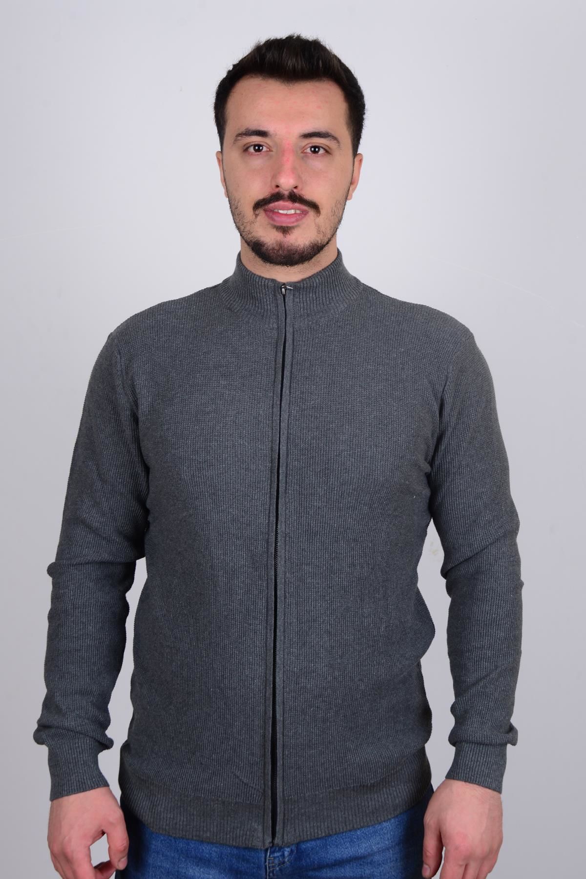 Cazador3016 Gri Önü Fermuarlı Erkek Hırka