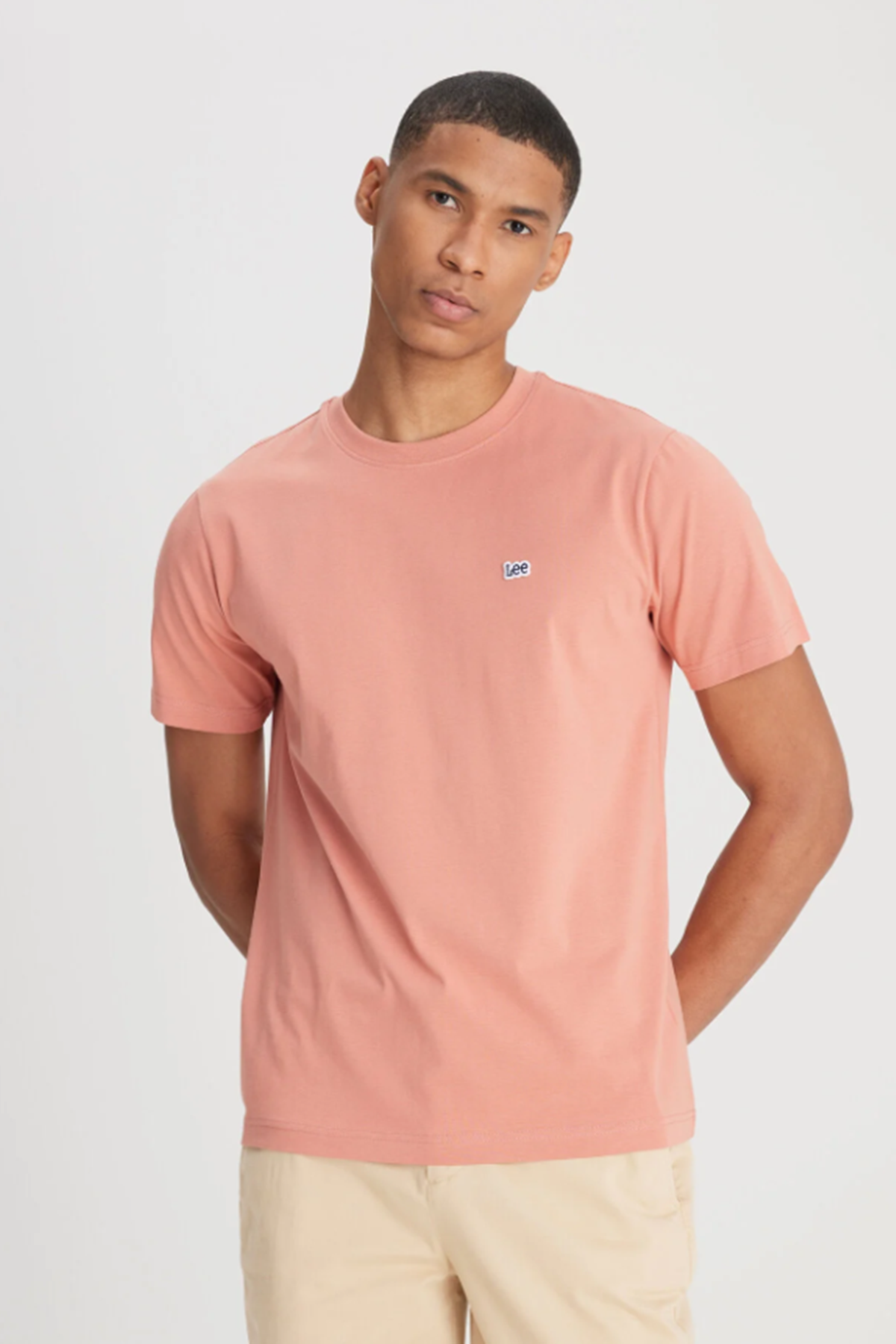 Lee L60UFQUK Somon Erkek Regular Fit Bisiklet Yaka Lee Yazılı %100 Pamuk Tşört