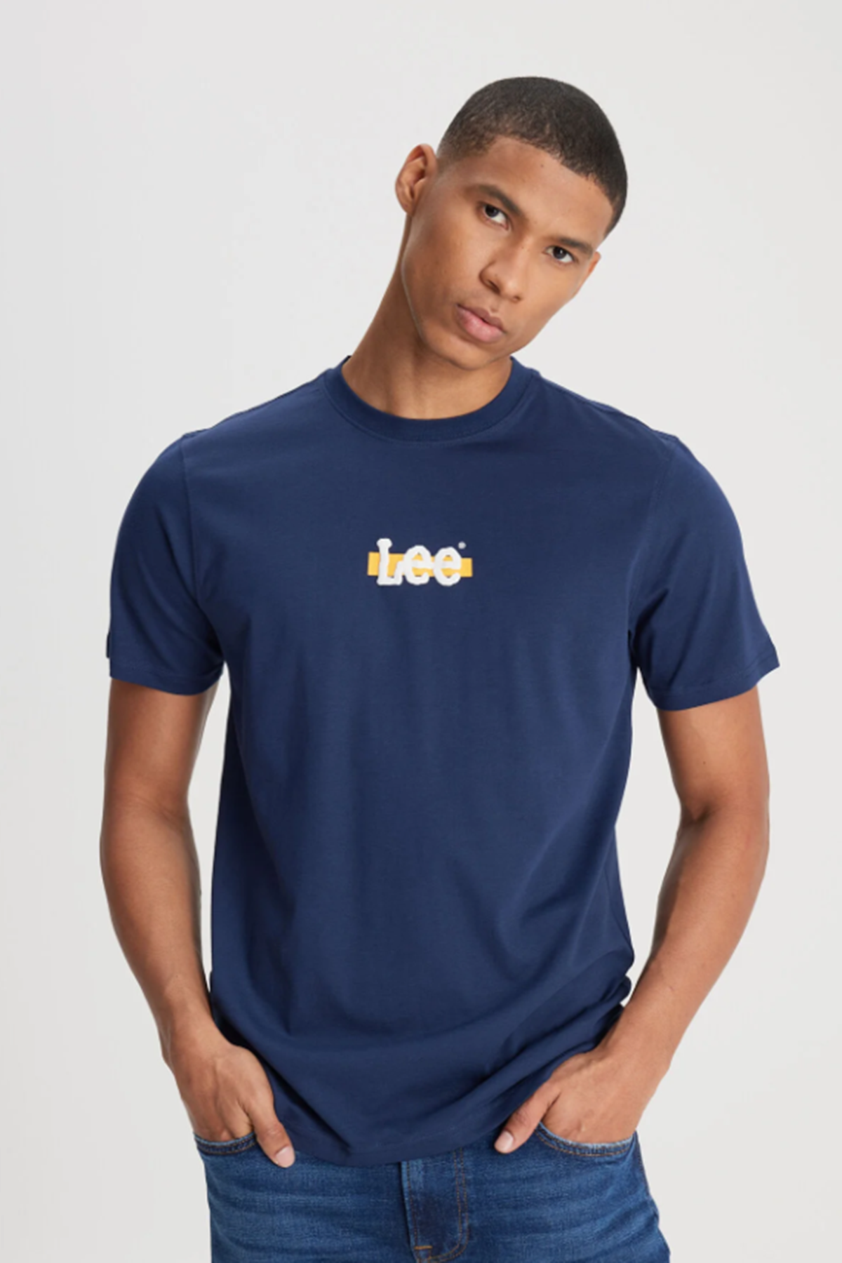 Lee L241521410 Lacivert Erkek Regular Fit Bisiklet Yaka  Lee Logo Baskılı Tşört