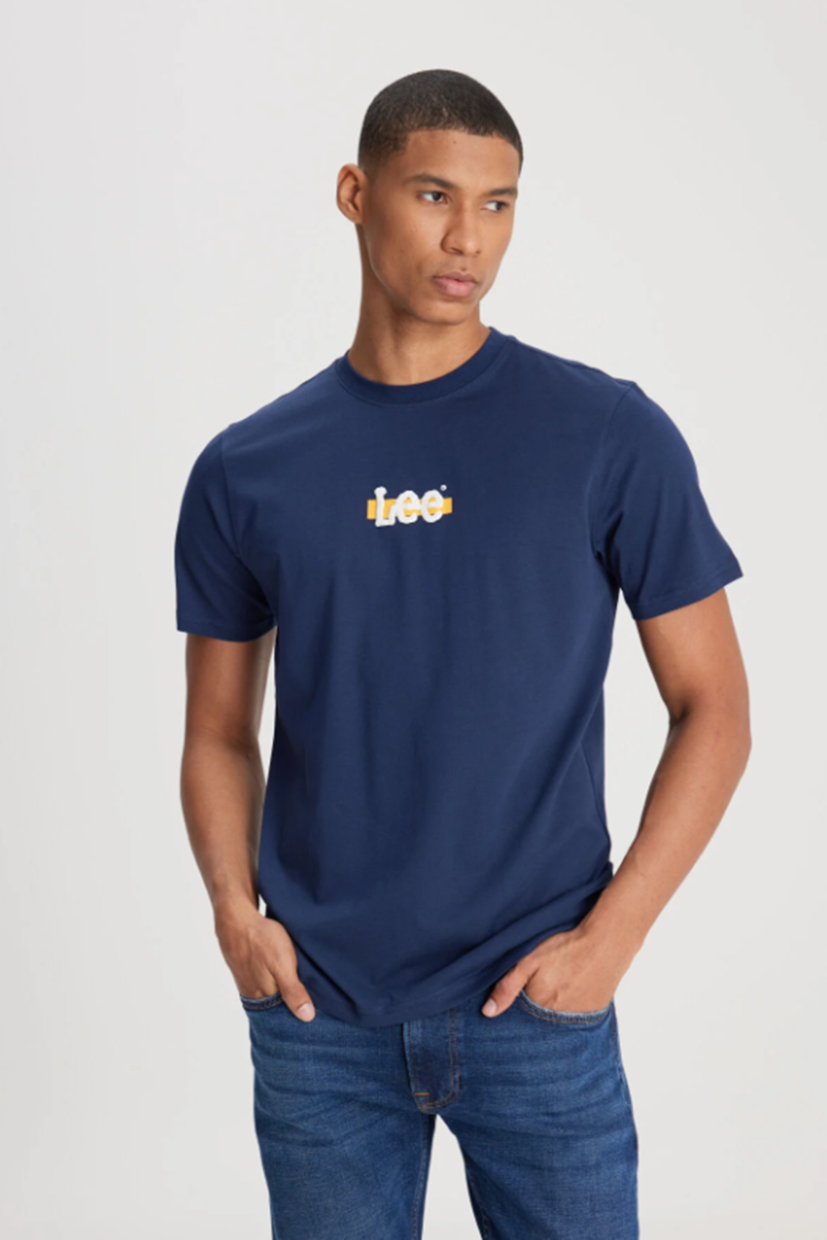 Lee L241521410 Lacivert Erkek Regular Fit Bisiklet Yaka  Lee Logo Baskılı Tşört