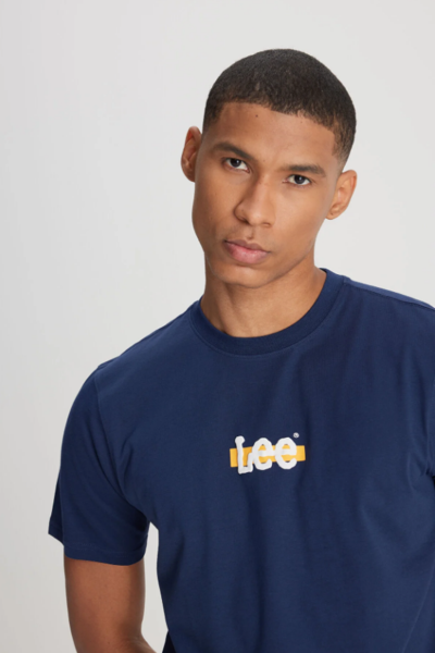Lee L241521410 Lacivert Erkek Regular Fit Bisiklet Yaka  Lee Logo Baskılı Tşört