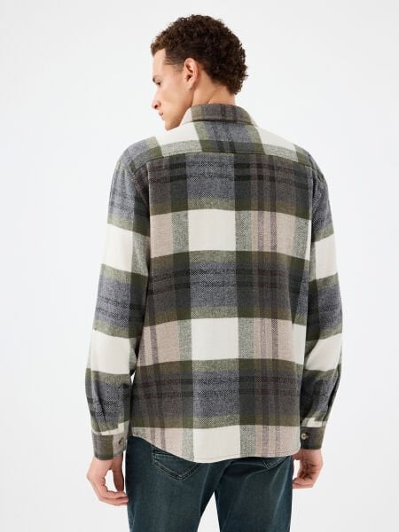 Loft LF2041230 Haki Erkek Çift Cep Relax Fit Oduncu Gömleği