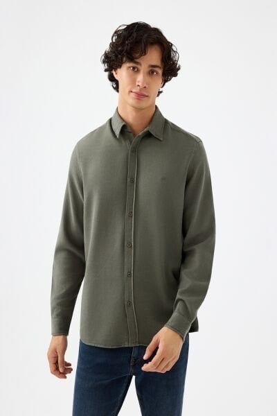 Loft LF2037219 Haki Erkek Regular Fit Uzun Kol Gömlek