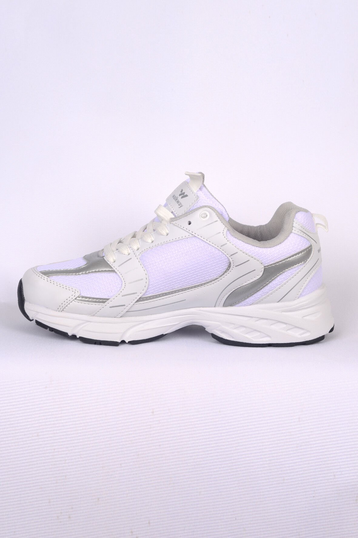 Walkway Run M Beyaz Gümüş Ortapedik Taban Erkek Fileli Spor Ayakkabı