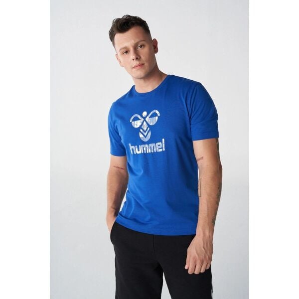 Hummel 911802 Mavi Erkek Grunge Regular Fit Bisiklet Yaka Hummel Baskılı %100 Pamuk Tşört