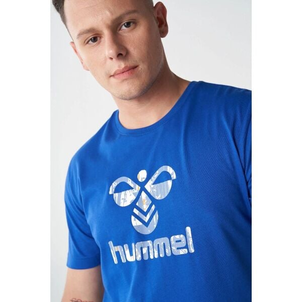 Hummel 911802 Mavi Erkek Grunge Regular Fit Bisiklet Yaka Hummel Baskılı %100 Pamuk Tşört