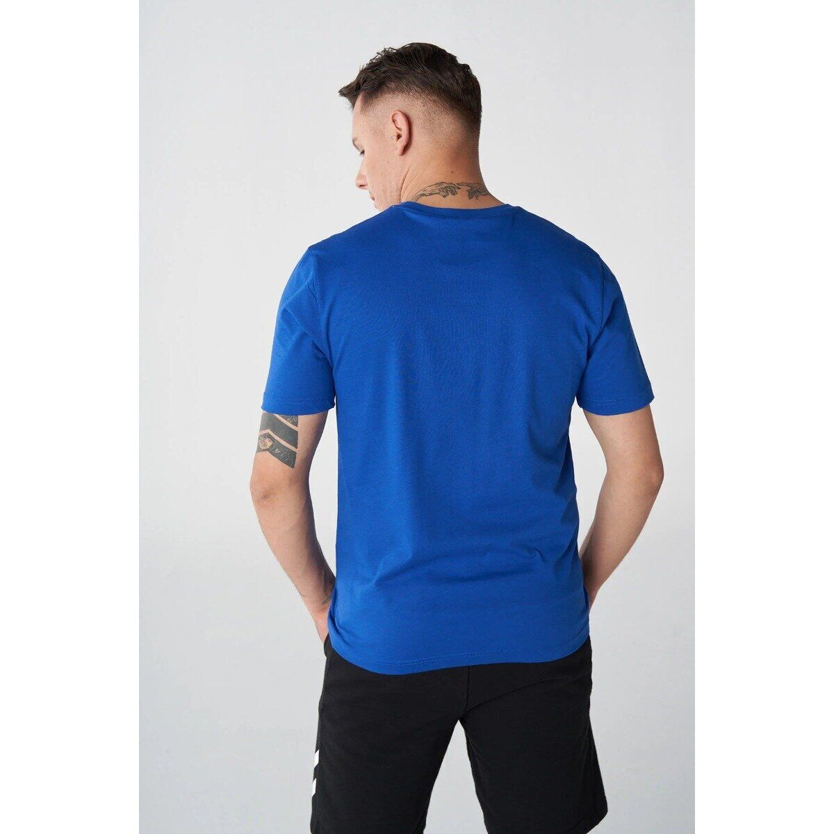 Hummel 911802 Mavi Erkek Grunge Regular Fit Bisiklet Yaka Hummel Baskılı %100 Pamuk Tşört