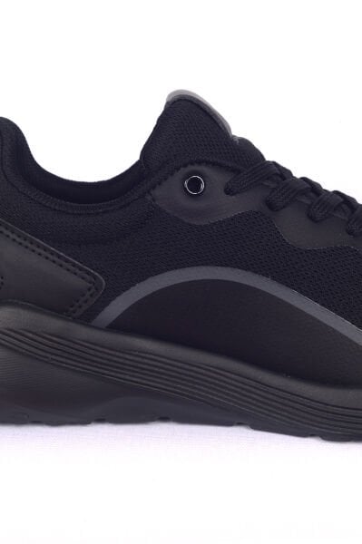 Walkway Dera 640 M Siyah Siyah Bağcıklı Fileli Sünger Taban Erkek Spor Ayakkabı