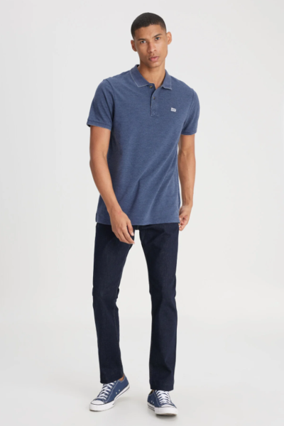 Lee L231369TF İndigo Erkek Regular Fit Normal Kesim Polo Yaka Rahat %100 Pamuk Tşört