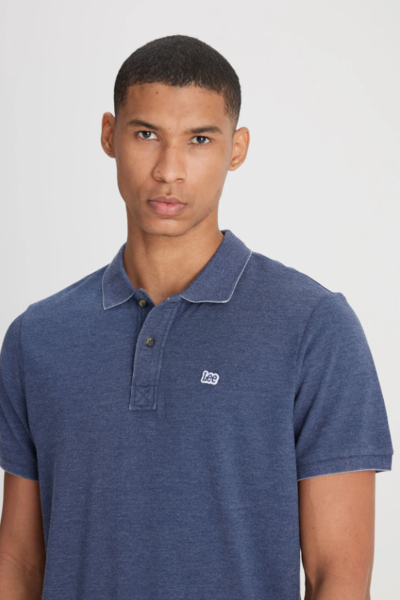 Lee L231369TF İndigo Erkek Regular Fit Normal Kesim Polo Yaka Rahat %100 Pamuk Tşört