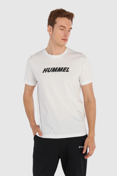 Hummel 911947-9001 Beyaz Erkek Bisiklet Yaka Kısa Kollu Hummel Yazı Baskılı Tshirt