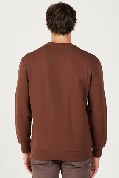 Wrangler W646H1h44 Kahverengi Wrangler Baskılı Bisiklet Yaka Erkek Sweat
