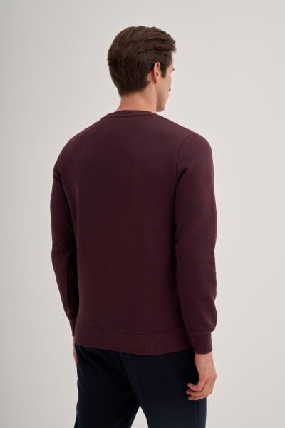 Cazador 24KCEEO05140 Vişne Erkek Bisiklet Yaka Cazador Yazı İşlemeli 3 İplik Sweat