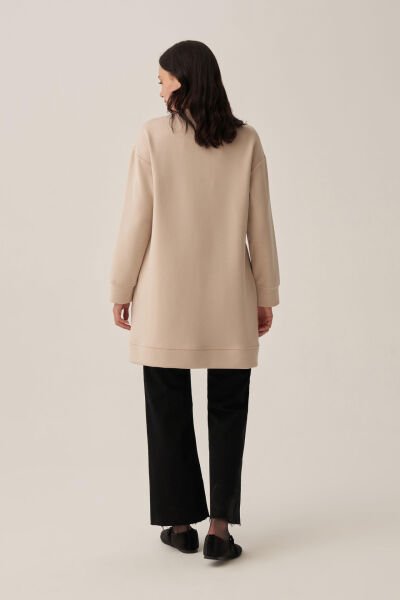 Allday B52310A0 Taş Kadın Yumuşak Dokulu Nakışlı Sweatshirt