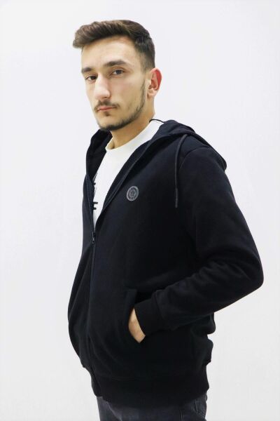 Farm Animals FA220214614 Erkek Siyah Önü Fermuarlı Kapüşonlu Sweat