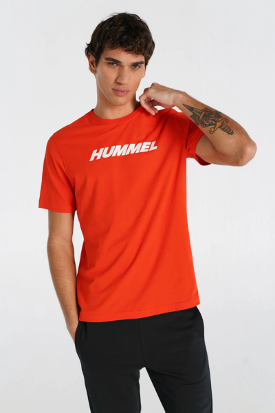 Hummel 911947-5022 Turuncu Erkek Bisiklet Yaka Kısa Kollu Hummel Yazı Baskılı Tshirt