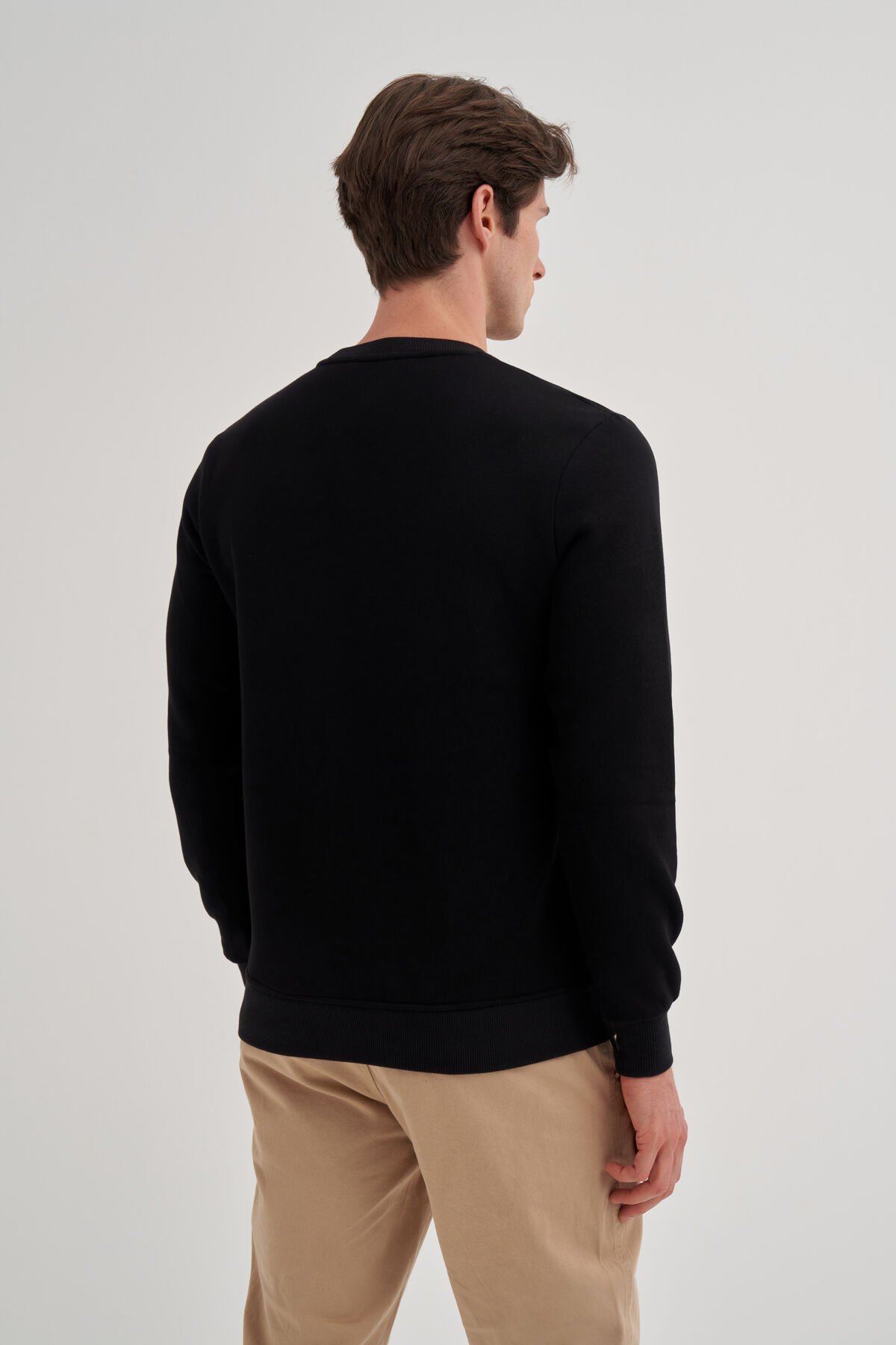 Cazador 24KCEEO05140 Siyah Erkek Bisiklet Yaka Cazador Yazı İşlemeli 3 İplik Sweat