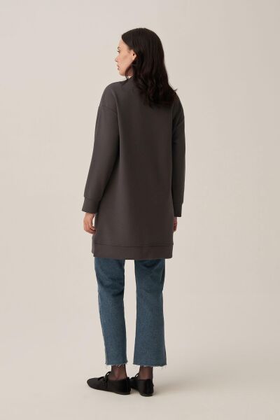 Allday B52310A0 Antrasit Kadın Yumuşak Dokulu Nakışlı Sweatshirt