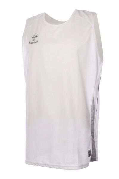 Hummel   Beyaz Erkek Sıfır Kollu Bisiklet Yaka Yandan Gri Çizgili Dream T-Shirt