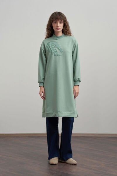 Allday B50299A0 Defne Kadın Pamuklu Nakışlı Uzun Tunik