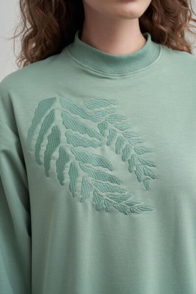 Allday B50299A0 Defne Kadın Pamuklu Nakışlı Uzun Tunik