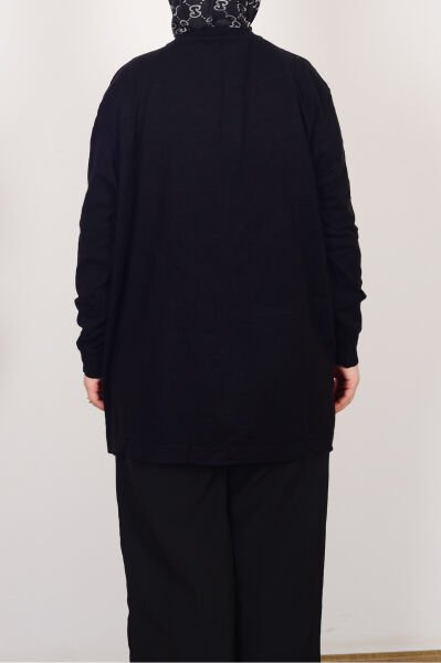 Allday W93170A9 Siyah Kadın Patı Dügmeli Triko Hırka