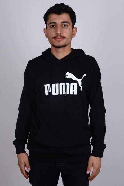 Puma 586688-01 Siyah Puma Baskılı Kapüşonlu Erkek Sweat